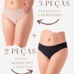 Combo Mix 2 - 3 Calcinhas Fluxo Leve a Moderado + 2 Calcinhas Moderado a Intenso (Básica)