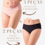 Combo Mix 3 - 3 Calcinhas Fluxo Leve a Moderado + 2 Calcinhas Moderado a Intenso (Lateral Larga)