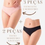 Combo Mix 1 - 3 Calcinhas Fluxo Leve a Moderado + 2 Calcinhas Moderado a Intenso (Básica)